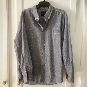 American Eagle Outfitters Gray Dot Casual Shirt
